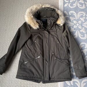 Women's Zara Olive Parka with Faux Fur Trim